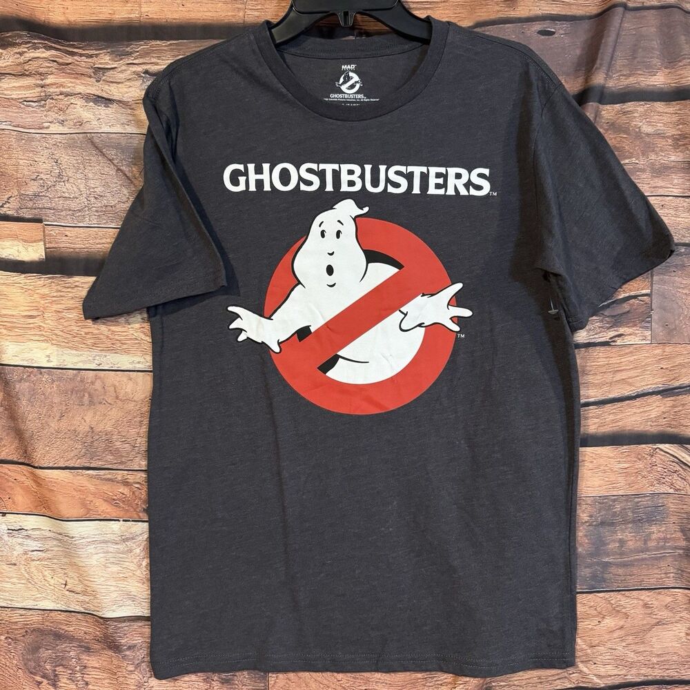 Ghostbusters Movie Logo T-Shirt Mens Size S Charcoal Gray Heather Retro 80s
